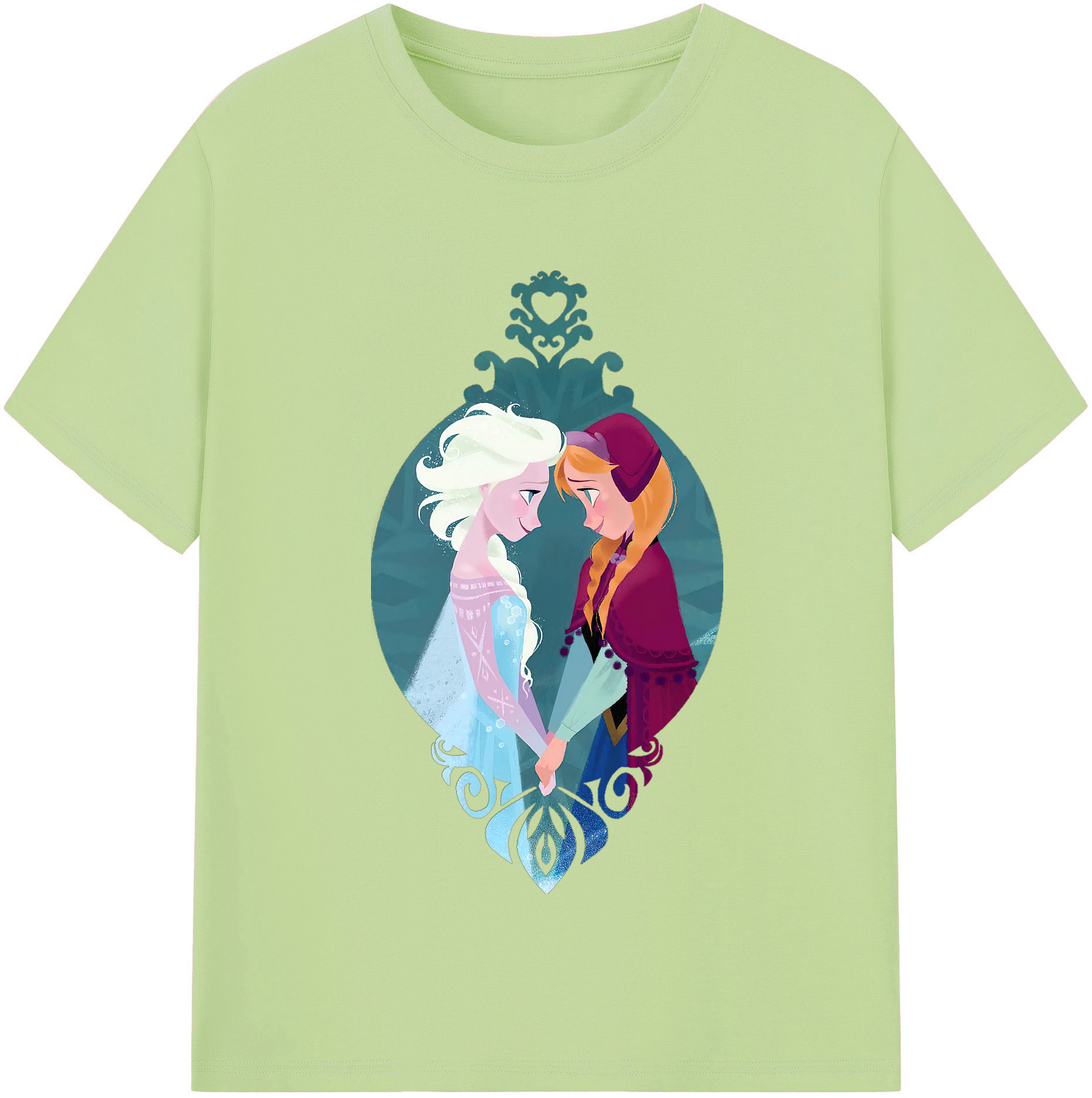 （画像用） アナと雪の女王 アンナ エルサ Frozen Anna Elsa 綿100％半袖Tシャツ（フロントプリント）